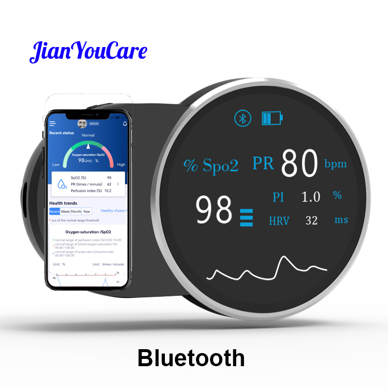 Pulse Oximeter Fingertip Rechargeable - JianYouCare oplaadbare usb Bluetooth Draadloze transmissie